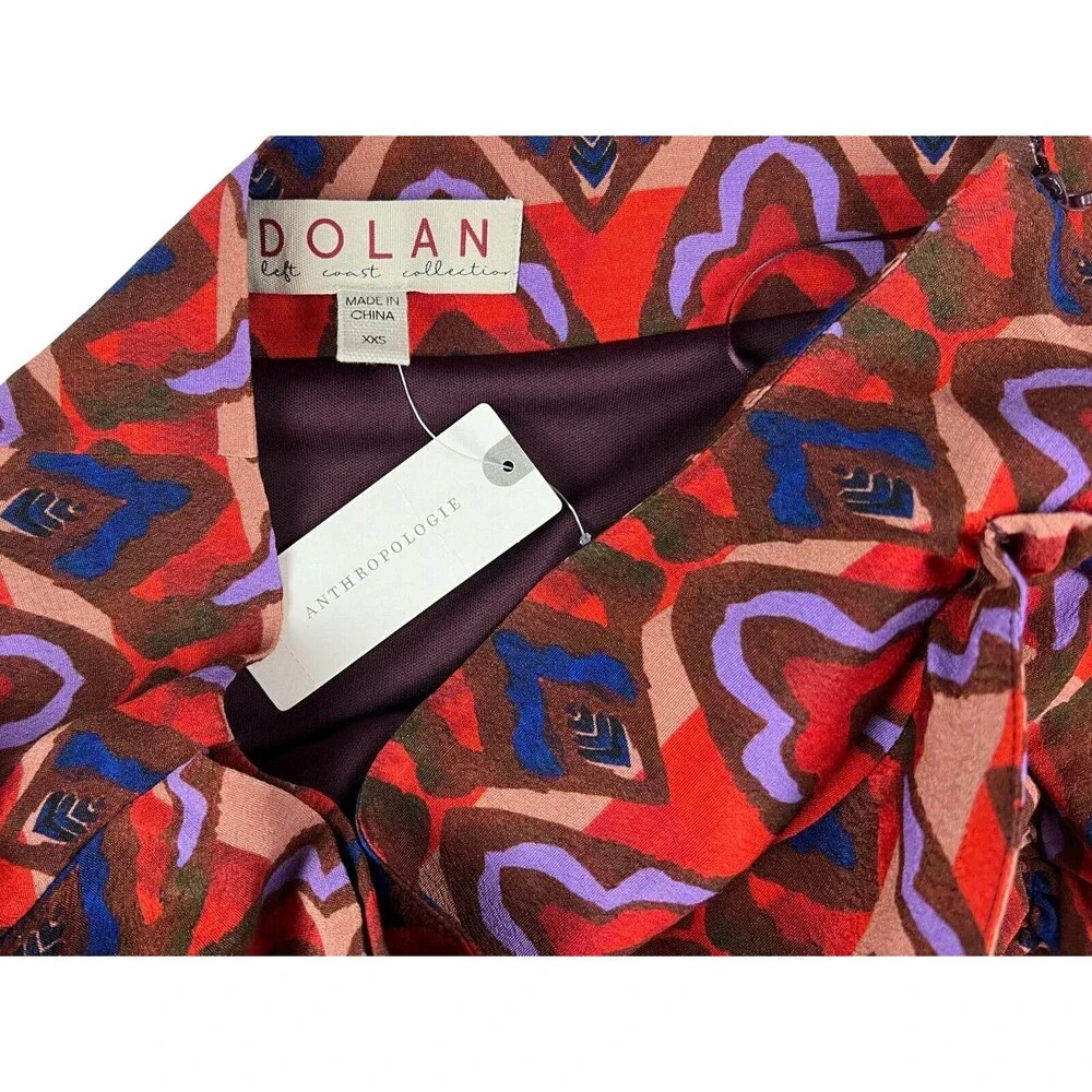 Anthropologie Dolan Left Coast Ruffle Mini Skirt Size XXS NWT Red Blue Purple